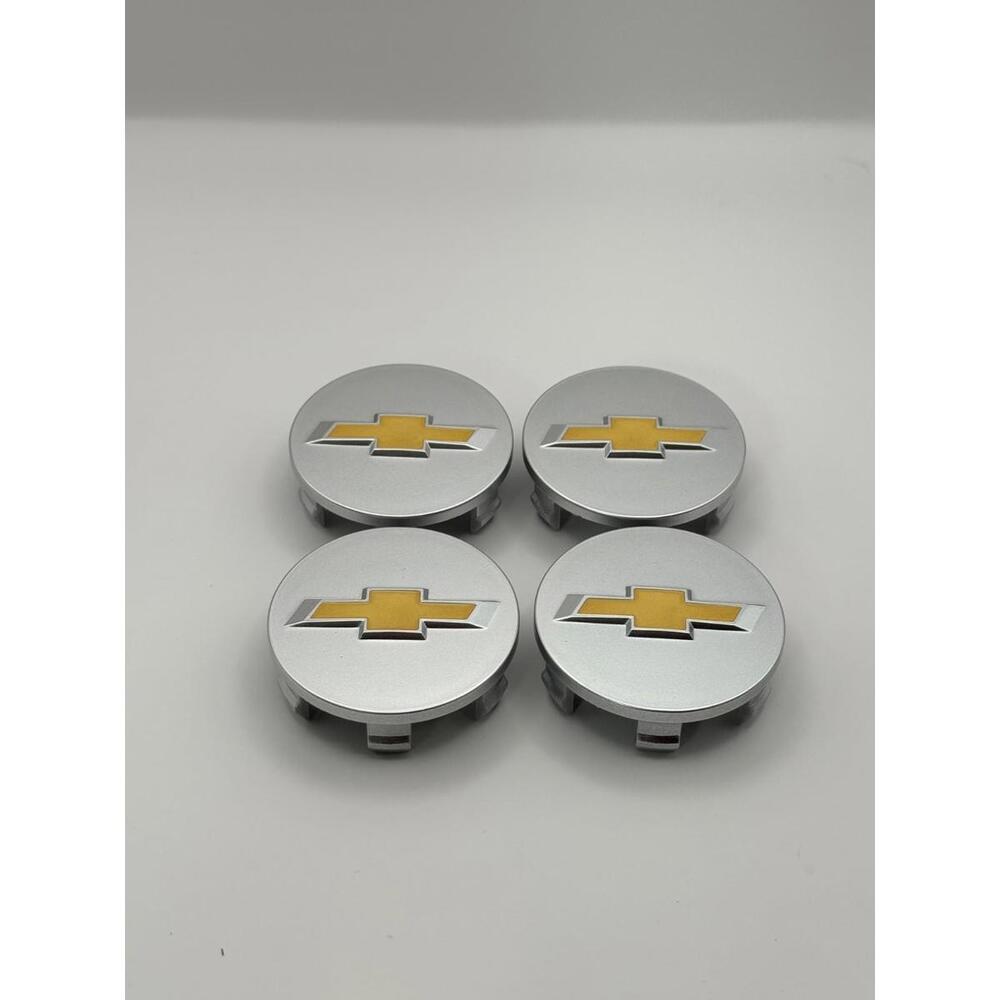 4x Chevrolet 58mm Wheel Center Caps Silver Gold Bowtie Camaro Cruze Volt Cobalt